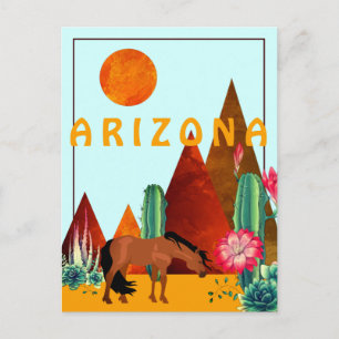 Arizona ~ Mountains, Cacti and Horse Desert Briefkaart
