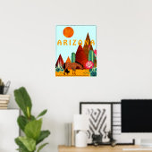 Arizona ~ Mountains, Cacti and Horse Desert Poster (Thuiskantoor)