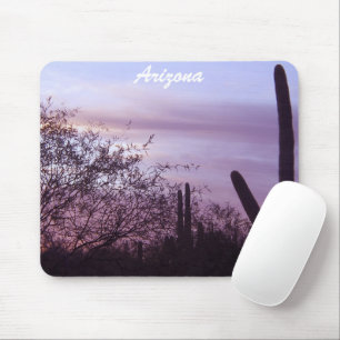Arizona Paarse Zonsondergang & Saguaros Muismat