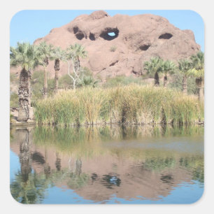 Arizona Phoenix Landmark Southwest Water Red Hill Vierkante Sticker