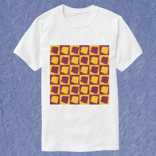 Arizona Pop Art Schachbrettpatroon Maroon Goud T-shirt