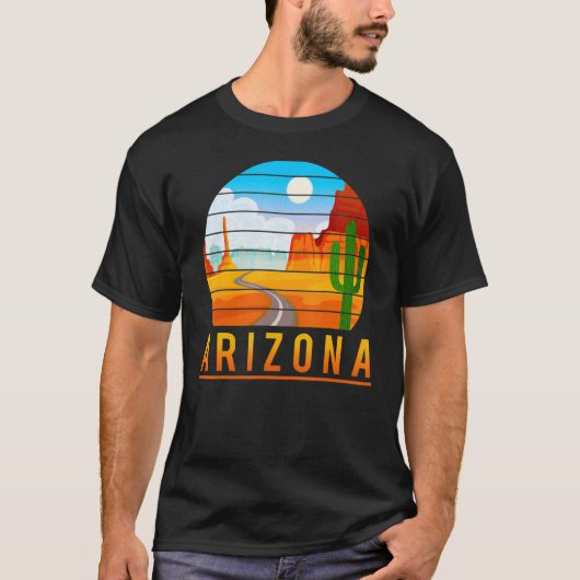 Arizona Roadrunner Retro Desert Cactus T-shirt (Voorkant)