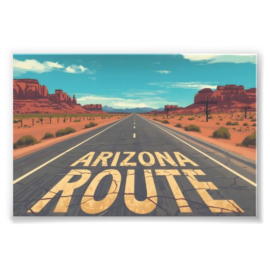 Arizona Route Desert Road Graphic Art Foto Afdruk (Voorkant)