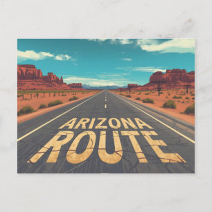 Arizona Route Woestijnweg Grafische Kunst Feestdagenkaart