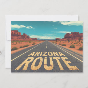 Arizona Route Woestijnweg Grafische Kunst Feestdagenkaart