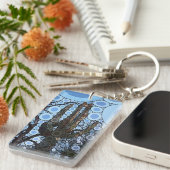 Arizona Saguaro Cactus Concentric Circle Mosaic Sleutelhanger (Voorkant Rechts)