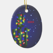 Arizona Saguaro Cactus kerstversier Keramisch Ornament (Achterkant)