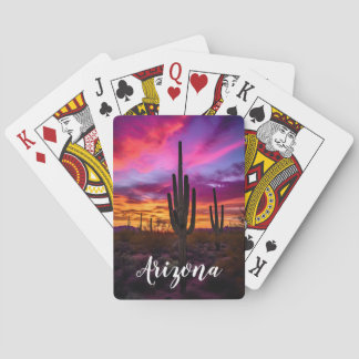Arizona Saguaro Cactus SouthWestern Desert Sunset Pokerkaarten