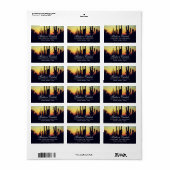 Arizona Saguaro Cactus Sunset Adresetiketten Etiket (Full Sheet)