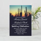 Arizona Saguaro Cactus Sunset Wedding Invitations Kaart (Staand voorkant)