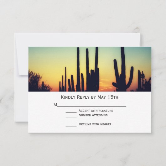 Arizona Saguaro Cactus Sunset Wedset Cartes RSVP (Devant)