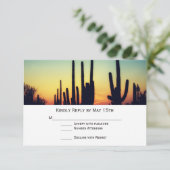 Arizona Saguaro Cactus Sunset Wedset Cartes RSVP (Debout devant)