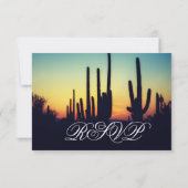Arizona Saguaro Cactus Sunset Wedset Cartes RSVP (Dos)