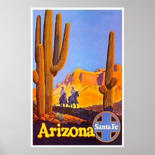 Arizona Schilderij Santa Fe Reisposter Cowboy Kuns Poster
