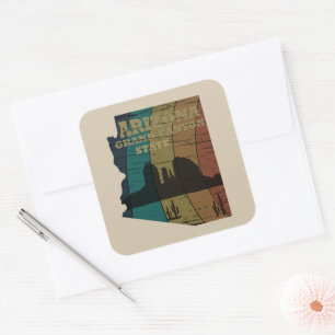 Arizona Sedona kaart grand canyon landschap retro Vierkante Sticker