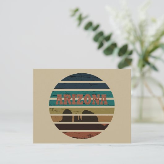 Arizona Sedona landschap az zonsondergang retro Feestdagenkaart (Staand voorkant)