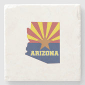 Arizona Shaped State Flag Arizonan Sun Burst Stenen Onderzetter (Voorkant)