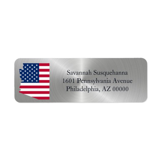 Arizona Silver American Flag Patriotic Etiket (Voorkant)