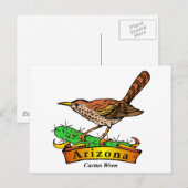 Arizona St. Flower Cactus Wren Briefkaart (Voorkant / Achterkant)
