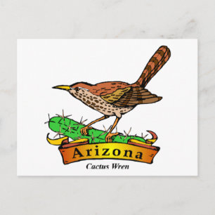 Arizona St. Flower Cactus Wren Briefkaart