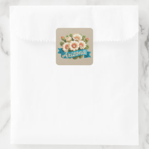 Arizona Staat Bloemen Embleem Vierkante Sticker