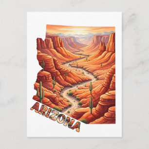 Arizona Staat Vorm Vintage Reis Kloof Briefkaart