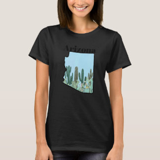Arizona Staatskaart Cactus Tuin T-shirt
