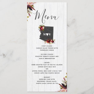Arizona State Destination Rustic Menu Mariage