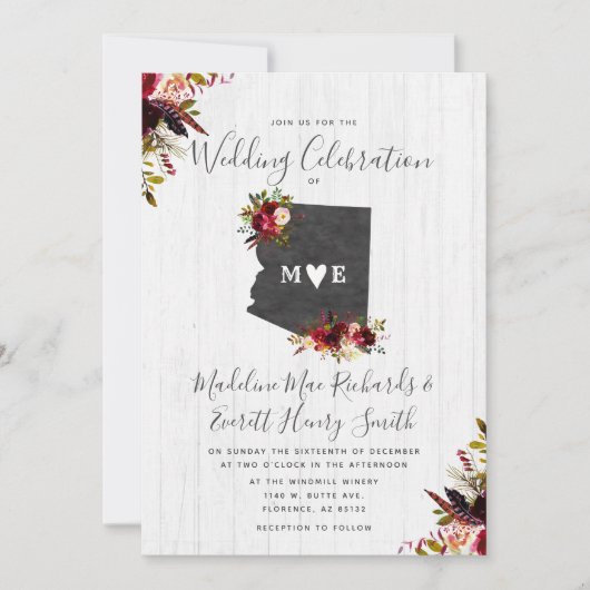 Arizona State Destination Wedding Invitation (Devant)