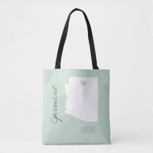 Arizona state map met hart personaliseer naam draagtas