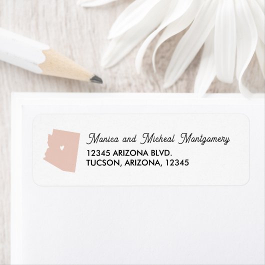 ARIZONA State Map with Heart - ENIGE KLEUR! Etiket (Insitu)