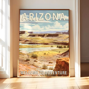 Arizona State Schilderij Poster Kunstprint, Retro