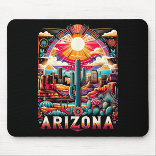 Arizona State Shirt Az Retro Desert Cactus familie Muismat