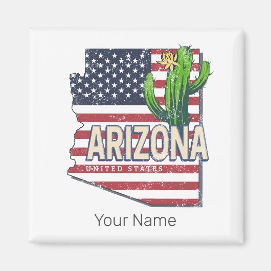 Arizona State Verenigde Staten Retro Kaart Vereni Magneet (Voorkant)