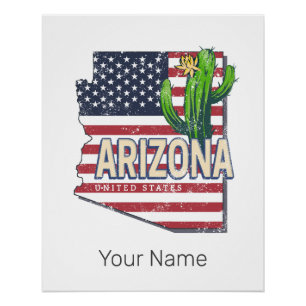 Arizona State Verenigde Staten Retro Kaart Vereni Perfect Poster