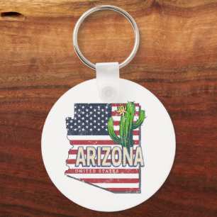 Arizona State Verenigde Staten Retro Kaart  Vereni Sleutelhanger
