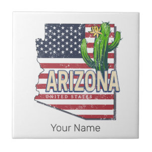 Arizona State Verenigde Staten Retro Kaart Vereni Tegeltje