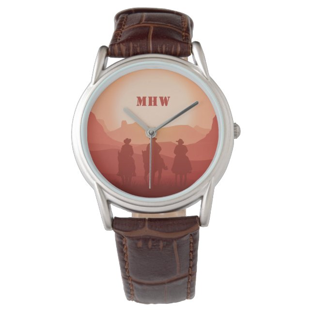 Arizona Sunset aangepaste monogram horloges (Voorkant)
