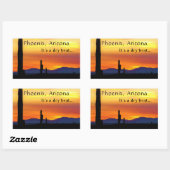 Arizona Sunset Saguaro Cactus Het is Dry Heat Rechthoekige Sticker (Vel)