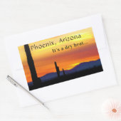 Arizona Sunset Saguaro Cactus Het is Dry Heat Rechthoekige Sticker (Envelop)