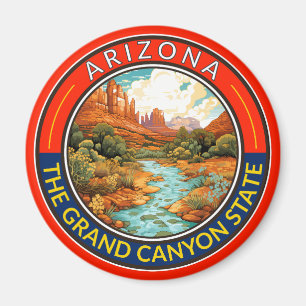 Arizona Travel Art Badge Magneet