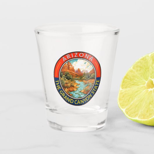 Arizona Travel Art Badge Shot Glas (Voorkant)
