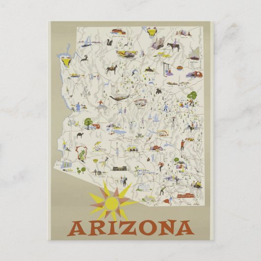  Arizona Travel Poster Briefkaart (Voorkant)