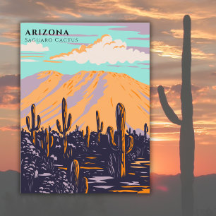 Arizona USA Saguaro Cactus Travel Waterverf Briefkaart