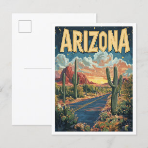 Arizona USA Vintage Illustratie Reizen Briefkaart
