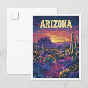 Arizona USA Vintage Illustratie Reizen Briefkaart