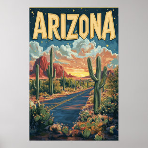 Arizona USA Vintage Illustratie Reizen Poster