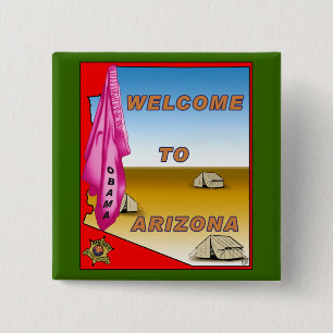 Arizona verwelkomt Obama Vierkante Button 5,1 Cm