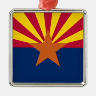 Arizona Vlag: Ondergaande Ster Zon, De Koperstaat Metalen Ornament