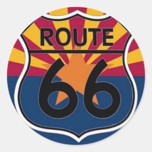 Arizona Vlag Route 66 Ronde Sticker